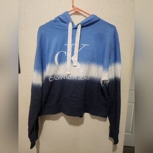 Calvin Klein Jeans Blue Crop Hoodie Relaxed Fit